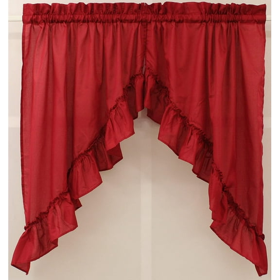 Solid 60Wx38L Ruffled Swag Pair Red