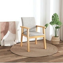 BALANBO Modern Upholstered Accent Chair with Solid Wood Frame, Mid-Century Armchair for Living Room, Bedroom, Office, Reading Corner, Natural