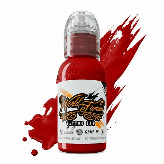 World Famous Tattoo Ink - Professional Tattooing Pigments - Red Hot 1oz