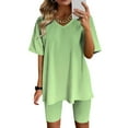 thumbnail image 2 of LIaqionyy Womens 2 Piece Sets Casual Summer Ladies Oversize Tops and Biker Shorts Lounge Outfit Clothes, 2 of 4