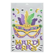 Way to Celebrate Mardi Gras Mask Window Cling Decoration, 12" x 17"