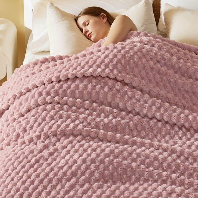 Manta Bedsure tamaño king, 274 x 229 cm, color rosa supersuave