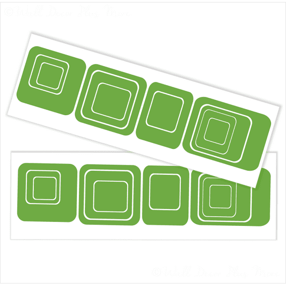 6-Inch and Smaller Funky Wall R/Squares Vinyl Sticker Decals, Lime Green, 20-Piece