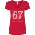 thumbnail image 3 of Inktastic 67th Birthday Celebration Hearts Women's V-Neck T-Shirt, 3 of 5