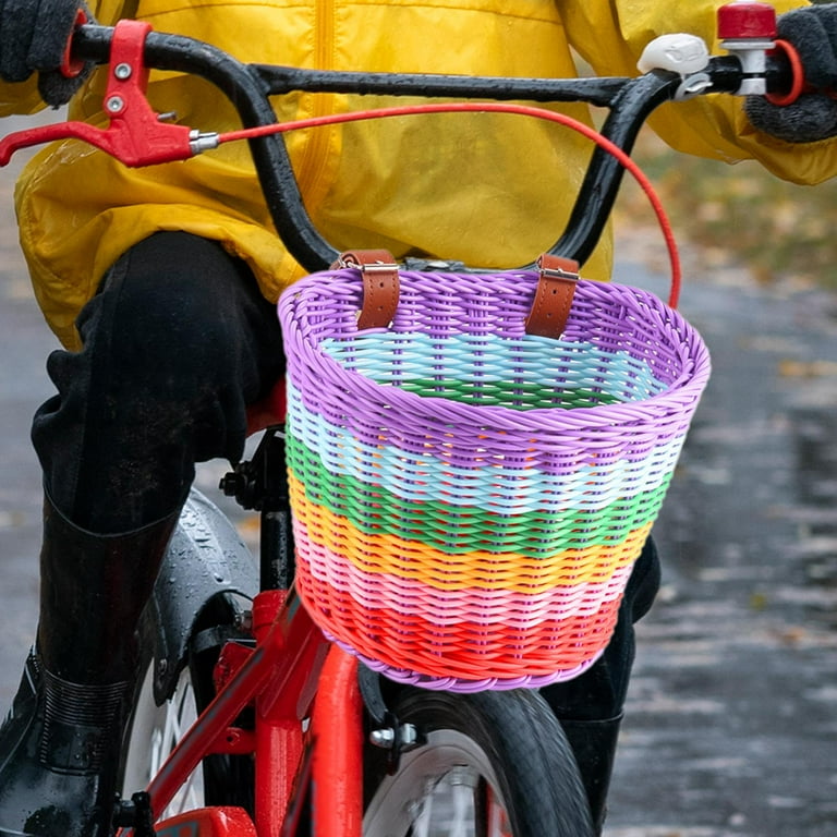 kesoto Kids Bike Basket Rainbow Color Carrying Basket for