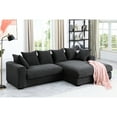 thumbnail image 5 of 3 - Piece Upholstered Sectional Dark Gray Corduroy Foam Filled For Comfort & Chaise Spacious 6 Pillows Stable Black Plastic Legs With And Cushions, 5 of 6