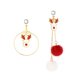 thumbnail image 2 of HomeKingdee Christmas Reindeer Asymmetric Earrings with Fuzzy Pompom - Alloy Festive Holiday Jewelry for Women and Girls, 2 of 6