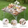 thumbnail image 4 of Brown Mushroom Flower Light Pattern Square Fitted Tablecloth with Elastic Edge,Square Table Cover,Washable Elastic Table Cover for Home Kitchen Party Decor 34"x34", 4 of 6