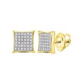 thumbnail image 1 of 10kt Yellow Gold Womens Round Diamond Square Cluster Earrings 1/4 Cttw, 1 of 1