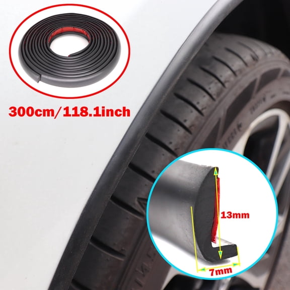 AUTOXBERT 3M/10FT Car Fender Flares Strips L Shape Wheel Eyebrow Edge Trim Protector Cover Rubber Seal Strip Black