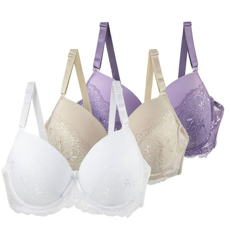 Summer Savings Clearance 2025! Womens 3 Pack Bras  Deep V Bras for Women No Underwire Wireless Push Up Bra Seamless Plunge Bralette Comfort Full Coverage Supportive Everyday Bra S-3XL