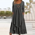 thumbnail image 2 of Femmes Robe Sans Manches en Tricot Robes pour les Femmes Femmes Décontractée en Vrac Robe à Manches Longues Femmes Décontractée Col Rond Adulte Vêtements Féminins Gris Foncé Taille S, 2 of 4