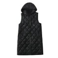thumbnail image 4 of Brnmxoke Long Puffer Vest Women Sleeveless Quilted Hooded Full Zip Vests Winter Lightweight Warm Outwear Down Jacket with Pockets Black,XXL, 4 of 4