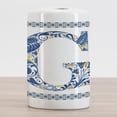 thumbnail image 2 of Letter G Ceramic Toothbrush Holder, Flower Letter G Natural Elements in Blue Tones Alphabet European Culture, Decorative Versatile Countertop for Bathroom, 4.5" X 2.7", Blue Yellow Orange, 2 of 4