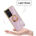 thumbnail image 3 of for Galaxy S22 Ultra Case with Ring, Built-in Rotation Finger Ring Kickstand Cover with Shiny Plating Rose Gold Edge Work with Magnetic Car Mount Slim Thin Bumper Case for Women Girls Purple, 3 of 14
