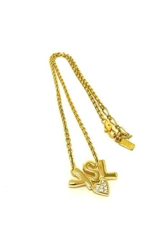 Pre-Owned YVES SAINT LAURENT Women's Gold Metal Rhinestone Necklace (Good)