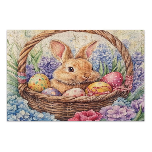 WOBOGO Easter Bunny Jigsaw Puzzle Challenge 500 Piece Jigsaw Suitable for Game Night Finished Size 20.5 x 14.9in