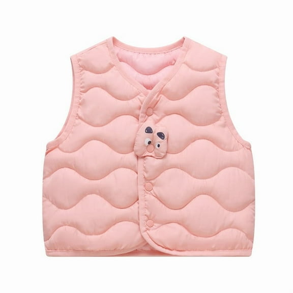 Toddler Girls Boys Gilet Baby Waistcoat Fall Warm Solid Color Jacket Kids Cute Outwear Vest for School Pink 5-6 Years