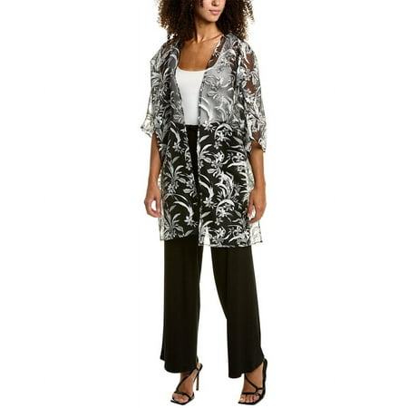 Anne Klein womens Oversized Sheer Cardigan, XXS/XS, Black
