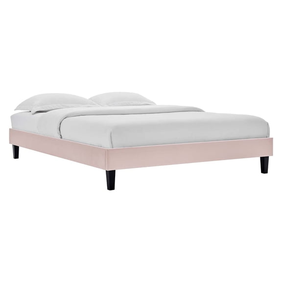 Modway Reign Twin Performance Velvet Platform Bed Frame in Pink