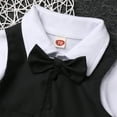 thumbnail image 3 of Ibtom Castle Baby Boy Baptism Outfit Christening Outfits Formal Suit Onesie Jumpsuit Overall Romper & Vest & Bowtie Wedding Tuxedo Gentleman Birthday Clothes Set 9-12 Months Black, 3 of 8