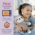 thumbnail image 6 of warmies 13” Gray Sloth Stuffed Animal, Microwavable Heated Plushies and Weighted Soft Plush Toys, 6 of 7