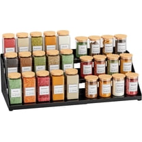BOIVSHI Spice Rack Organizer, 3-Tier Adjustable Expandable Metal Spice Shelf for Cabinet, Countertop or Pantry,Black