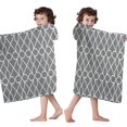 thumbnail image 4 of Gray Geometric Quatrefoil Pattern Hooded Bath Towel，50"x30" for Ages 3 To 12 Kids, Quick Dry Lightweight Soft Microfiber Hood Beach Towel Cover Up for Kids, 4 of 7