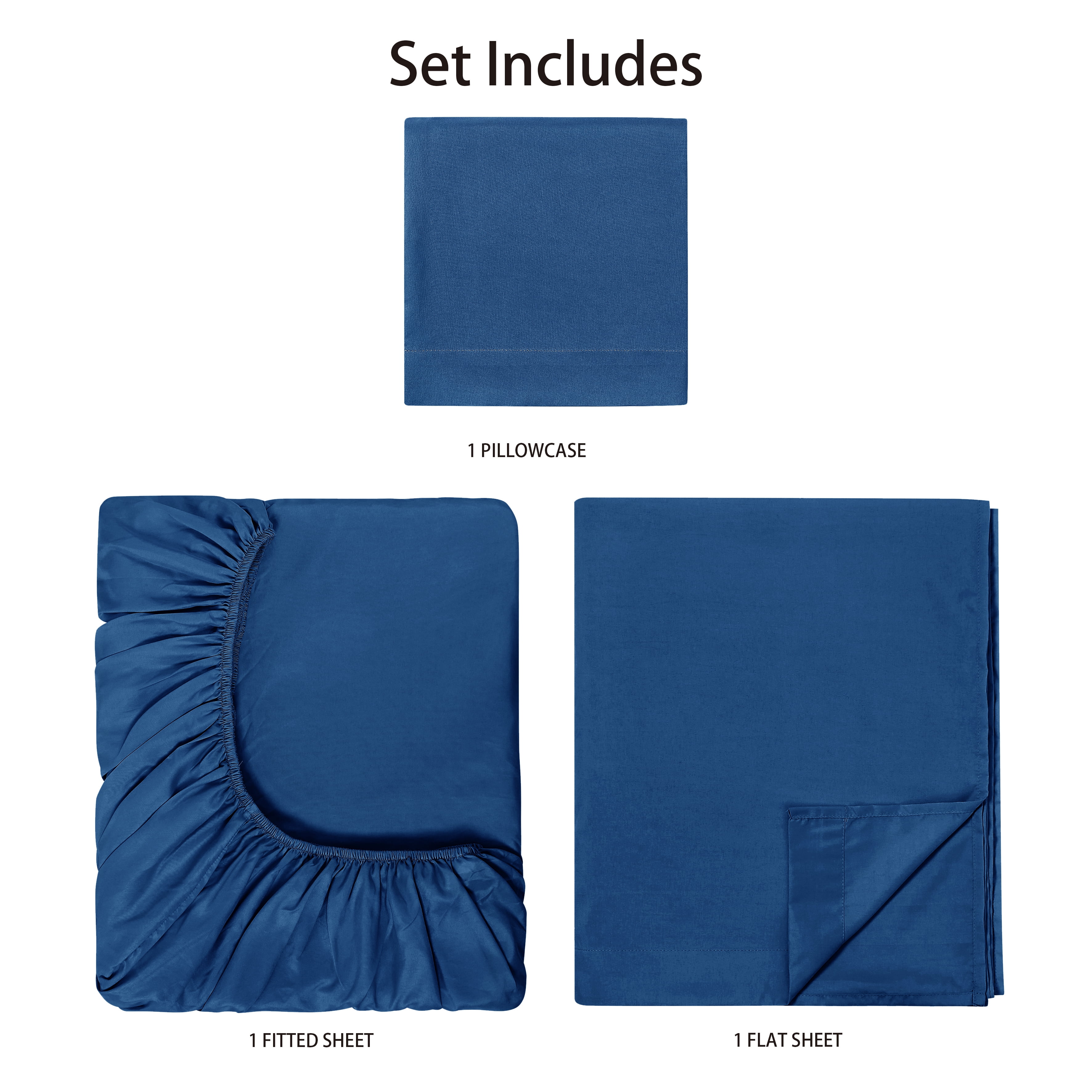 Mainstays Basic Value Microfiber Bed Sheet Set, Royal Blue, Twin-XL, 3 Piece