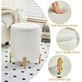 thumbnail image 6 of PRZL Round Ottoman Foot Stool with Storage and Metal Legs for Living Room Bedroom, Velvet Upholstered Footrest Stool Support 300lbs Modern Padded Seat Ottoman Coffee Table (Cream), 6 of 16