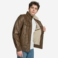 thumbnail image 4 of Men's Levi's® Sherpa-Lined Faux-Leather Aviator Bomber Jacket Color: Light Brown Size: L, 4 of 4
