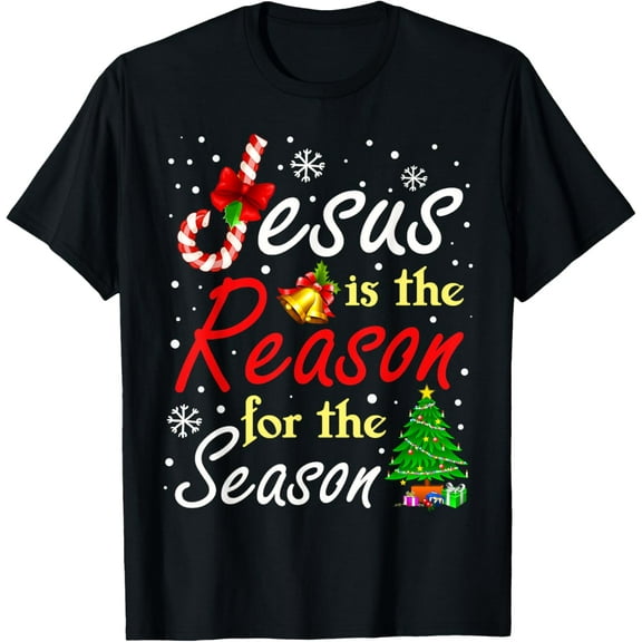Christian Jesus The Reason Christmas Stocking Stuffer Gifts T-ShirtMen and women, Black T-shirt, size: Extra large
