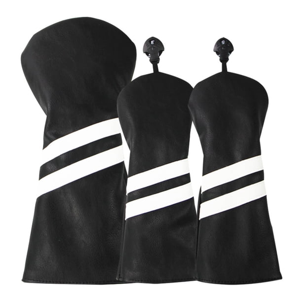 Eigraketly 3 unids/set cubierta de cabeza de palo de Golf de doble raya resistente al desgaste de cuero con etiqueta ajustable giratorio número placa Golf Negro Eigraketly OD027040-01