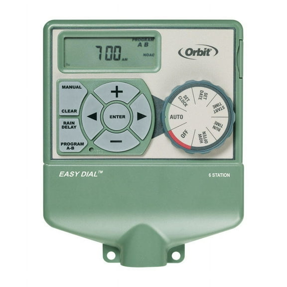 Orbit 57596 Large Easy-to-read LCD 6-Station Indoor Easy Dial Timer