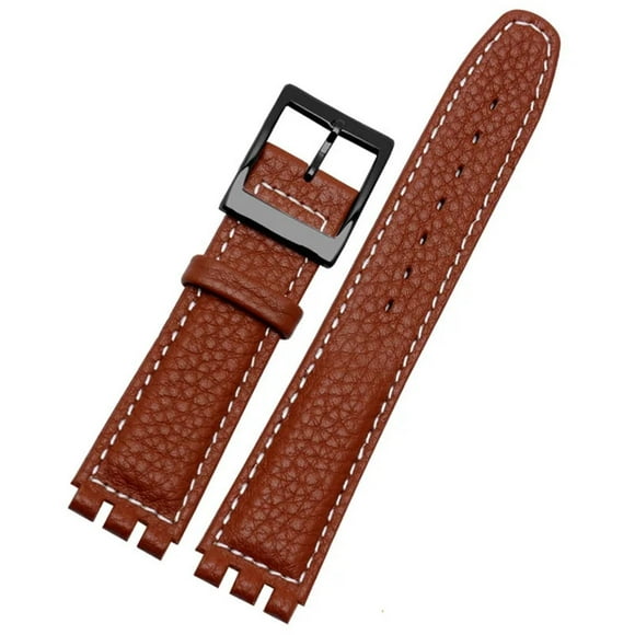 WANGQ Leather Watch Strap Waterproof Fit For Swatch YIS415/414 YCS YAS YGS 17mm Replace Cowhide Watch Band Concavo Convex Watch Bracelet