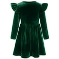 thumbnail image 6 of OBEEII Toddlers Baby Girls Fall Long Sleeve Solid Color Ruffled Velvet Dress Baby Girls Cake Smash Dress Wedding Flower Girl Dress 12-18 Months Green, 6 of 9