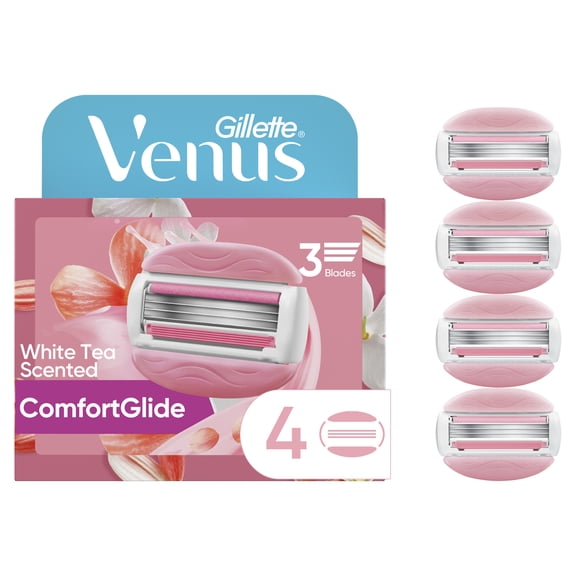 Venus Womens Razor Blade Refills, ComfortGlide 3 White Tea, 4 Count