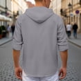 thumbnail image 7 of JTieacloth Summer Linen Long Sleeve Shirt Beach Casual Hooded Shirt Long Sleeve Solid Color Shirt Free Button Down Shirt Gray, 7 of 7