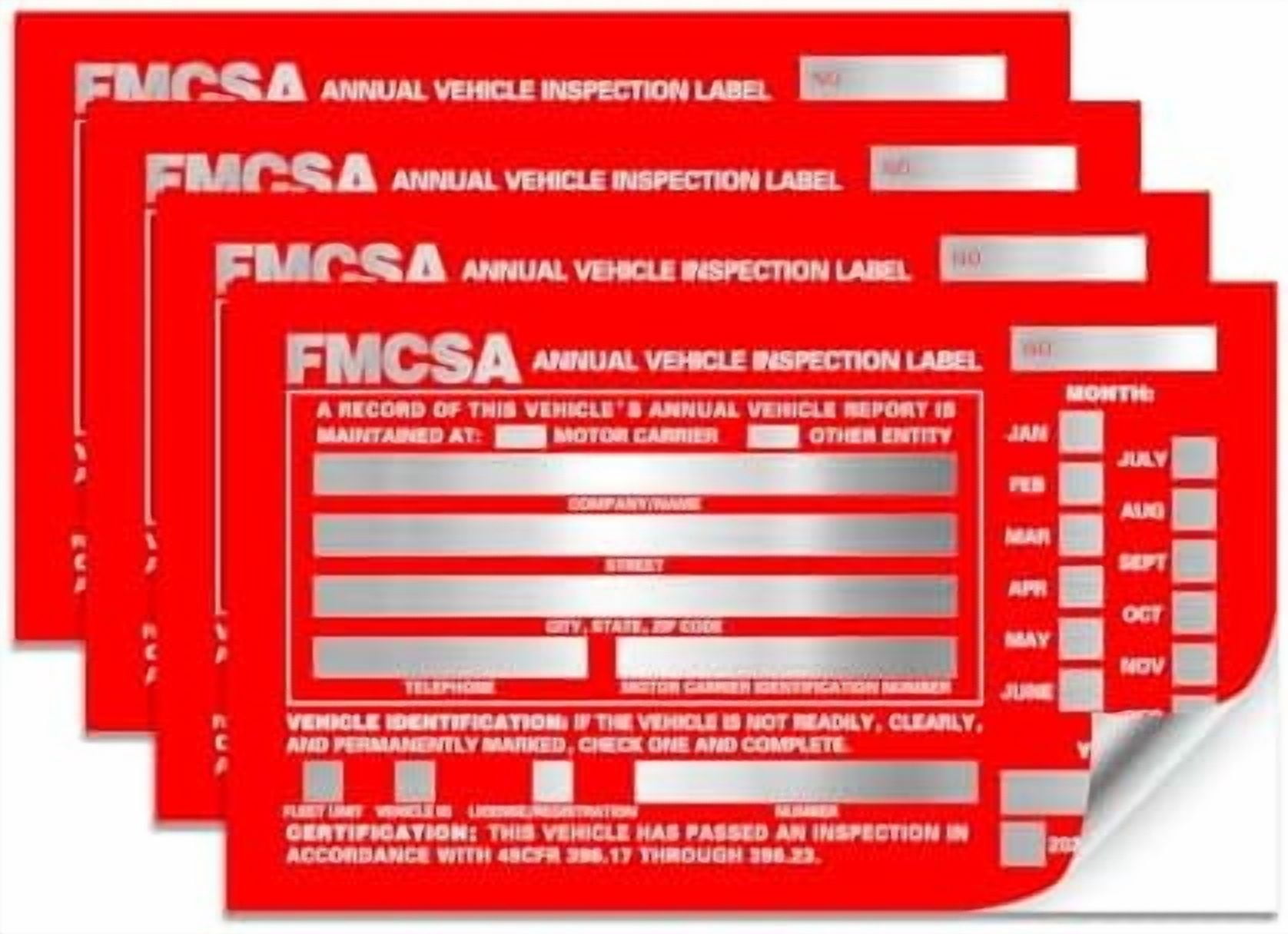 Annual Vehicle Inspection Report Form 25-pk 3-Ply Carbonless, 8.5" x 11.75" + Label Aluminum, Permanent Adhesive 6" x 3.5"
