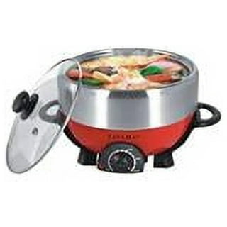 Tayama 1.5 Qt. White Electric Multi-Cooker Cooking Pot with Food