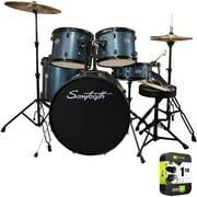 Sawtooth ST-RISE-DS-BS Rise Full Size 5-Piece Student Drum Set with Hardware and Cymbals Blue Sparkle Bundle with 1 YR CPS Enhanced Protection Pack