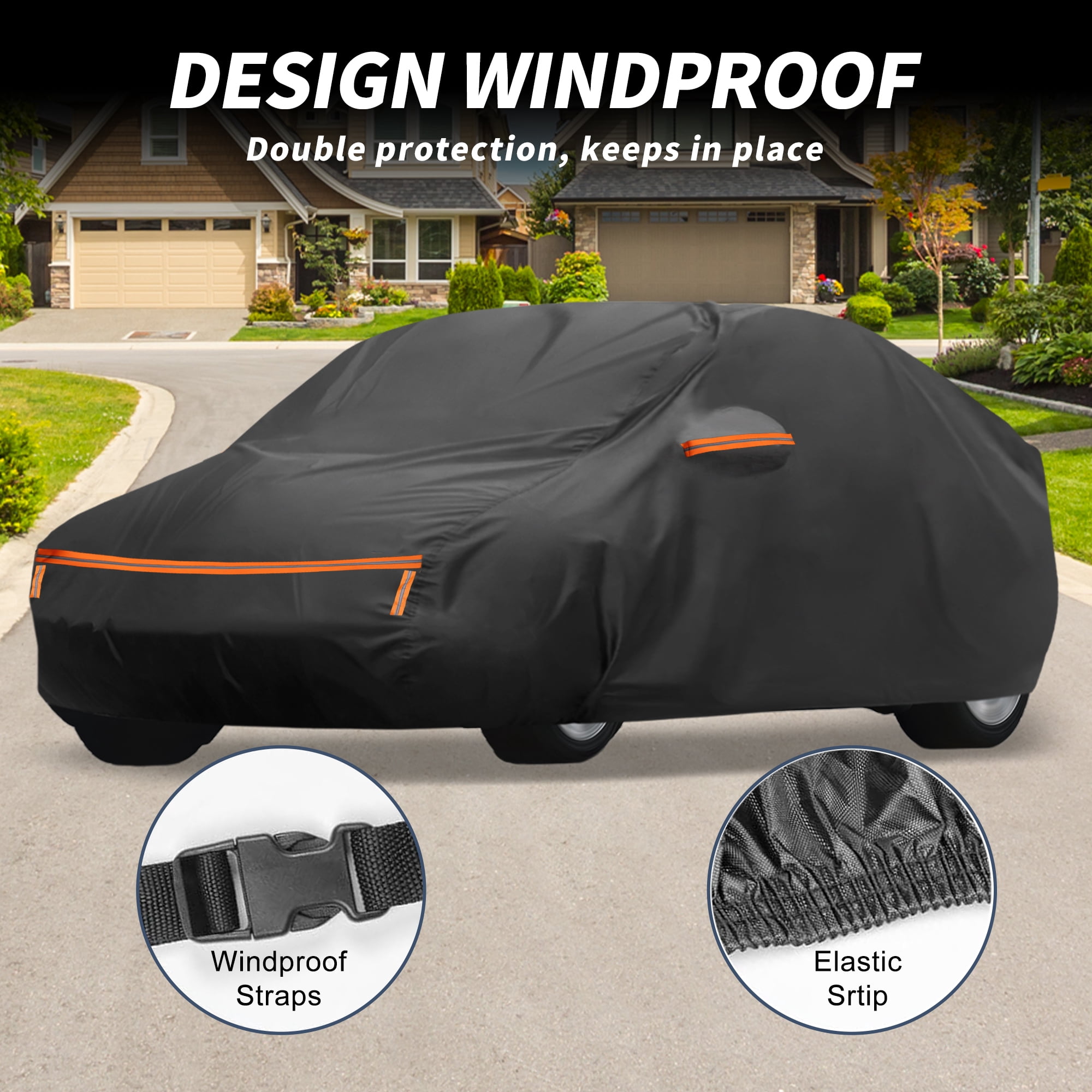 Unique Bargains Car Cover Alum Film for Hatchback Black 200.79"x74.8"x49.21"
