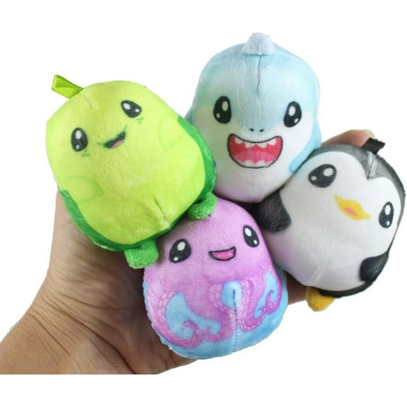 Set of ALL 4 Plush Ocean Sealife Animal Sugar Ball - Thick Glue/Gel Stretch Ball - Molasses Syrup Ultra Squishy and Moldable Slow Rise Relaxing Sensory Fidget Stress Toy