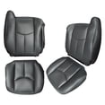 thumbnail image 2 of HUOEPU Driver and Passenger Side Bottom Seat Covers and Top Lean Back Leather Black Compatible with GM Silverado Sierra 1500 2500HD 3500HD 2003-2006, 2 of 15