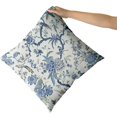 thumbnail image 4 of AUQ Chinoiserie Pillow Covers Set of 2 Blue and White Outdoor Pillows Bule Birds Flowers Throw 18x18 Inch Cotton Square Cushion Cover Decor for Bedroom Couch Bed Living Room Sofa Chair, 4 of 7