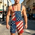 thumbnail image 2 of Toome Men's American Flag Overalls Shorts, 4th of July Patriotic Romper Jumpsuit with Adjustable Straps, Stars and Stripes Denim Bibs for Independence Day, Memorial Day, 2 of 6