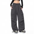 thumbnail image 3 of GiLiling Girls Parachute Cargo Pants, Elastic Waist Quick Dry Lightweight Baggy Hiking Pants with Pockets (Grey, 5-6 Years), 3 of 9