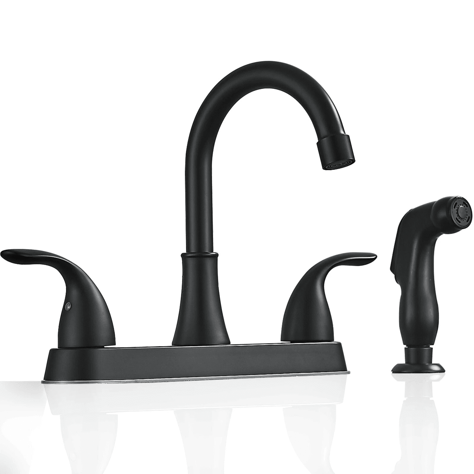 Black Kitchen Sink Faucet with Sprayer 3 Hole Stainless Steel Mixer Tap Sprayer