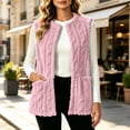 thumbnail image 5 of Lcziwo Women Fuzzy Textured Vest Sleeveless Solid Open Front Cardigan Fleece Plush Cozy Soft Jackets with Pockets Pink,M, 5 of 9
