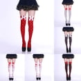 thumbnail image 3 of Funie 1 Pair Halloween Stocking Candy Color Bowknot Scary Sweat Absorb Cosplay Stocking for Women, 3 of 8